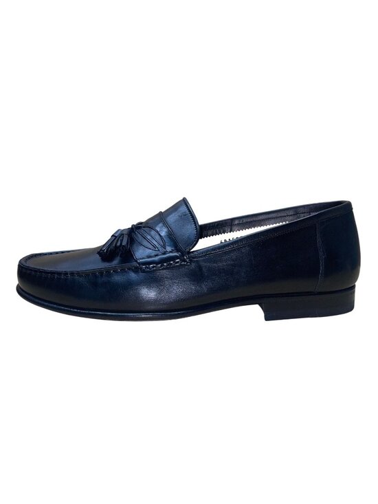 Santoni Men’s Black Leather Tassel Formal Slip-On Dallas Loafers Size 11 EE main image 7